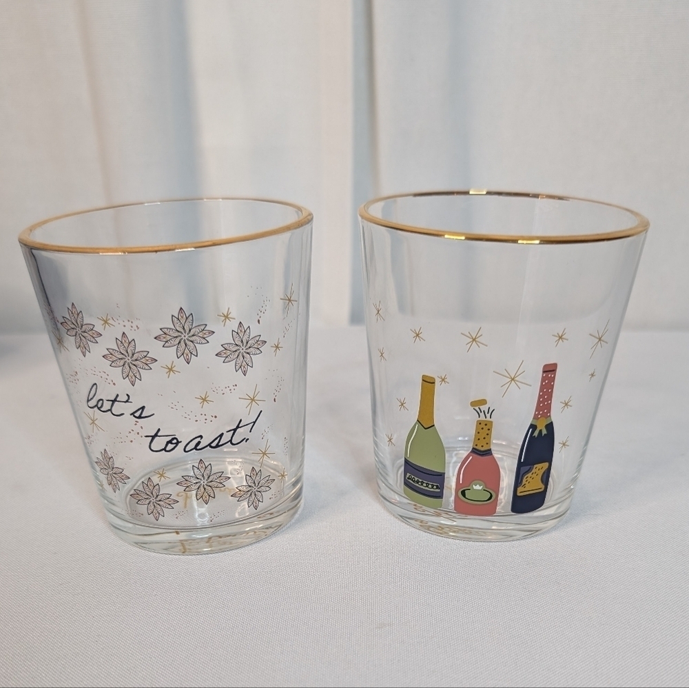 Chic & Tonic Limited Edition Gold Rimmed Cocktail Glasses Let's Toast Set New - Picture 2 of 10
